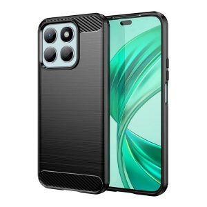 Husă silicon pentru telefon (rezistent la impact, bubble heel, periat, model de carbon) negru Honor X8b