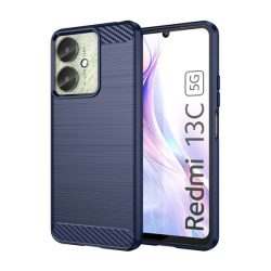  HUSĂ! - Protector de telefon din silicon (rezistenta la impact, colt cu perna de aer, periat, model carbon) ALBASTRU INCHIS Xiaomi Redmi 13C