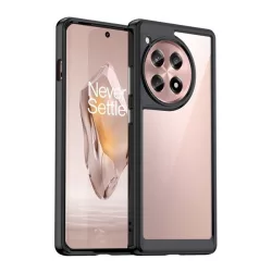   HUSĂ! - Protectie din plastic pentru telefon (cadru din silicon, rezistenta la impact, spate transparent) BLACK OnePlus 12R 5g