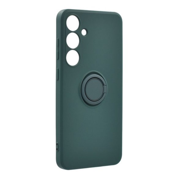 Protector din silicon pentru telefon (inel de fixare, interior din microfibră de pluș, magnetic, protecție pentru cameră) VERDE ÎNCHIS Samsung Galaxy A35 5G (SM-A356)