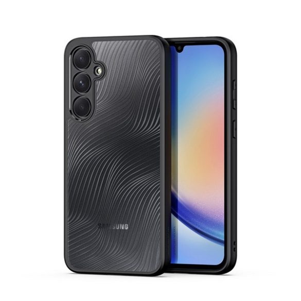 Protector de telefon din plastic DUX DUCIS AIMO (rezistenta la impact, cadru silicon, protectie camera, mat, ondulat) NEGRU Samsung Galaxy A35 5G (SM-A356)