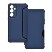  Carcasa in picioare, efect piele (FLIP, deschidere laterala, rezistenta la impact, colt cu perna de aer, protectie pentru camera, model carbon) ALBASTRU INCHIS Samsung Galaxy A35 5G (SM-A356)