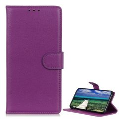   HUSĂ! - Carcasa in picioare, efect piele (FLIP, deschidere laterala, suport desktop, premium) PURPLE OnePlus 12 5G