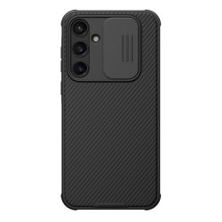   HUSĂ! - Protector de telefon din plastic NILLKIN CAMSHIELD PRO (cadru din silicon, rezistenta la impact, protectie camera, dungi) NEGRU Samsung Galaxy A35 5G (SM-A356)