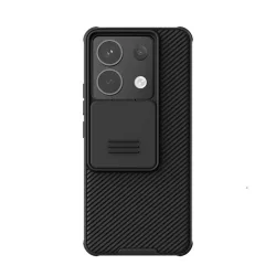   HUSĂ! - Protector de telefon din plastic NILLKIN CAMSHIELD (cadru din silicon, rezistenta la impact, protectie camera, dungi) NEGRU Xiaomi Redmi Note 13 5G