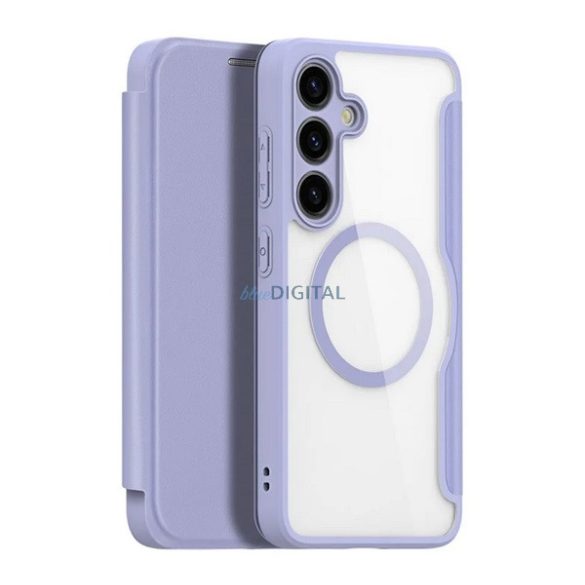 DUX DUCIS SKIN X PRO Carcasă permanentă cu efect de piele (FLIP, deschidere laterală, RFID, MagSafe) Violet Samsung Galaxy S24 (SM-S921)