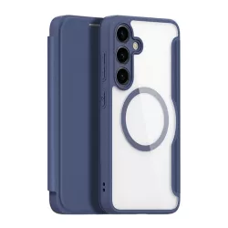   HUSĂ! - Husa DUX DUCIS SKIN X PRO in picioare, efect piele (FLIP, deschidere laterala, wireless, MagSafe) ALBASTRU INCHIS Samsung Galaxy S24 (SM-S921)
