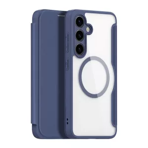 HUSĂ! - Husa DUX DUCIS SKIN X PRO in picioare, efect piele (FLIP, deschidere laterala, wireless, MagSafe) ALBASTRU INCHIS Samsung Galaxy S24 (SM-S921)