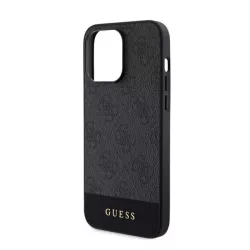   HUSĂ! - Protectie de telefon din plastic GUESS 4G STRIPE (spate textil, MagSafe) NEGRU Apple iPhone 15 Pro