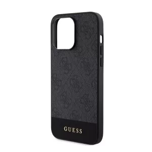HUSĂ! - Protectie de telefon din plastic GUESS 4G STRIPE (spate textil, MagSafe) NEGRU Apple iPhone 15 Pro