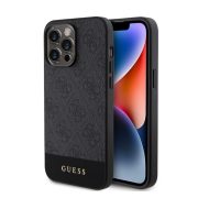   Protectie de telefon din plastic GUESS 4G STRIPE (spate textil, MagSafe) NEGRU Apple iPhone 15 Pro Max