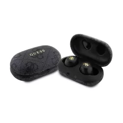   Căști bluetooth GUESS METAL LOGO STEREO (v5.3, TWS, microfon, filtru de zgomot, IPX5 rezistent la apă + carcasă de încărcare) NEGRU
