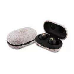   Căști bluetooth GUESS METAL LOGO STEREO (v5.3, TWS, microfon, filtru de zgomot, IPX5 rezistent la apă + carcasă de încărcare) CULOARE ROZ