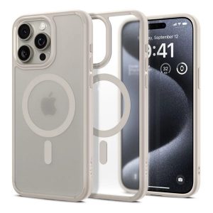 Protectie de telefon din plastic SPIGEN ULTRA HYBRID MAG (rezistenta la impact, cadru perna de aer, MagSafe) TITANIUM Apple iPhone 15 Pro Max