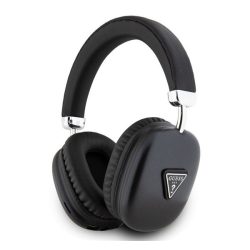   Căști bluetooth GUESS PU LEATHER 4G TRIANGLE LOGO STEREO (v5.3, microfon, filtru de zgomot, IPX4 rezistent la apă) NEGRU