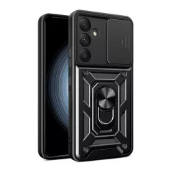   HUSĂ! - Protector de telefon din plastic Defender (rezistenta la impact, interior din silicon, inel de retinere, protectie camera) NEGRU Samsung Galaxy A55 5G (SM-A556)