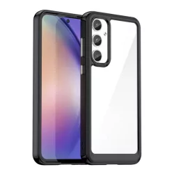   HUSĂ! - Protectie din plastic pentru telefon (cadru din silicon, rezistenta la impact, spate transparent) NEGRU Samsung Galaxy A55 5G (SM-A556)