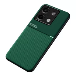   HUSĂ! - Protectie din plastic pentru telefon (cadru din silicon, rezistenta la impact, magnetic, spate cu efect piele, dungi) VERDE INCHIS Xiaomi Redmi Note 13 5G