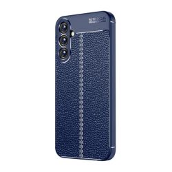  Protectie din silicon pentru telefon (rezistenta la impact, efect piele, model de cusaturi) ALBASTRU INCHIS Samsung Galaxy A15 5G (SM-A156), Galaxy A15 (SM-A155)