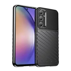   HUSĂ! - Protectie din silicon pentru telefon (rezistenta la impact, cu dungi, model convex) NEGRU Samsung Galaxy A55 5G (SM-A556)