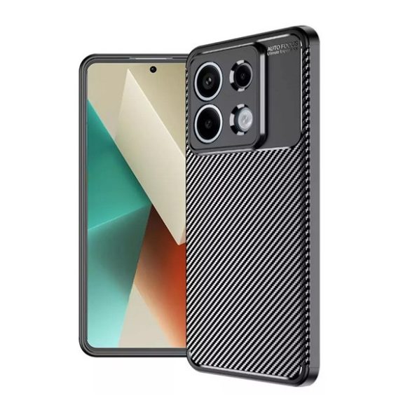 Protector de telefon din silicon (rezistenta la impact, colt cu perna de aer, model carbon) NEGRU Xiaomi Redmi Note 13 Pro 5G