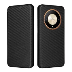   HUSĂ! - Carcasa in picioare, efect piele (FLIP, deschidere laterala, suport desktop, model carbon) NEGRU Honor Magic6 Lite 5G