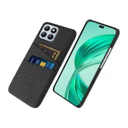   HUSĂ! - Protectie din plastic pentru telefon (rezistenta la impact, suport card, efect textil) NEGRU Honor X8b