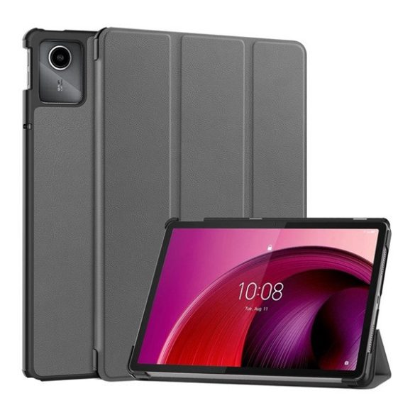 Carcasă în picioare, efect piele (FLIP activ, deschidere laterală, TRIFOLD, suport de birou) GR ÎNCHIS Lenovo Tab M11 (TB330)