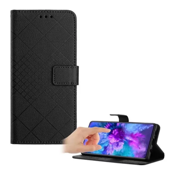 HUSĂ! - Husă în picioare, efect piele (FLIP, deschidere laterală, suport desktop, pătrat, premium) NEGRU Samsung Galaxy Xcover 7 (SM-G556)