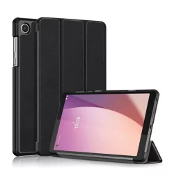   Carcasa in picioare, efect piele (FLIP, deschidere laterala, TRIFOLD, suport desktop) NEGRU Lenovo Tab M8 Gen4 (TB300X) LTE, Tab M8 Gen4 (TB300F) WIFI