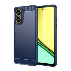   HUSĂ! - Protector de telefon din silicon (rezistenta la impact, colt cu perna de aer, periat, model carbon) ALBASTRU INCHIS Realme C67 4G