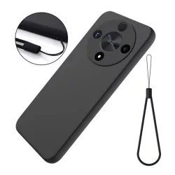   HUSĂ! - Protector de telefon din silicon (mat, interior din pluș din microfibră anti-zgârieturi, premium + brățară) NEGRU Honor Magic6 Lite 5G