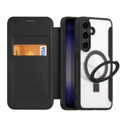   HUSĂ! - Husa DUX DUCIS SKIN X PRO in picioare, efect piele (FLIP, deschidere laterala, RFID, suport, MagSafe) NEGRU Samsung Galaxy S24 Plus (SM-S926)