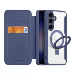   HUSĂ! - Husa DUX DUCIS SKIN X PRO in picioare, efect piele (FLIP, deschidere laterala, RFID, suport, MagSafe) ALBASTRU INCHIS Samsung Galaxy S24 Plus (SM-S926)