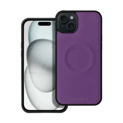   HUSĂ! - Protector de telefon din silicon ROAR MAG MORNING (efect piele ECO, interior pluș din microfibră, MagSafe) PURPLE Apple iPhone 15 Plus