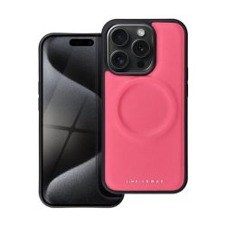   HUSĂ! - Protector de telefon din silicon ROAR MAG MORNING (efect piele ECO, interior pluș din microfibră, MagSafe) ROZ Apple iPhone 15 Pro