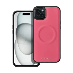   HUSĂ! - Protector de telefon din silicon ROAR MAG MORNING (efect piele ECO, interior pluș din microfibră, MagSafe) ROZ Apple iPhone 15 Plus