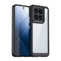   HUSĂ! - Protectie din plastic pentru telefon (cadru silicon, rezistenta la impact, spate transparent) NEGRU Xiaomi 14 5G