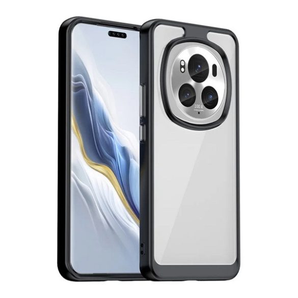 Protectie din plastic pentru telefon (cadru silicon, rezistenta la impact, spate transparent) NEGRU Honor Magic6 Pro 5G