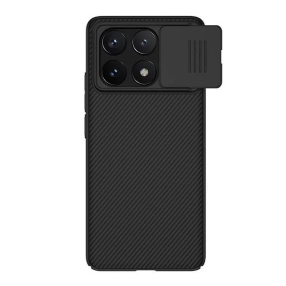 Protector de telefon din plastic NILLKIN CAMSHIELD (cadru din silicon, rezistenta la impact, protectie camera, dungi) NEGRU Xiaomi Poco X6 Pro 5G
