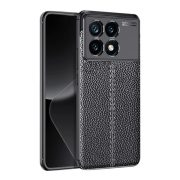   Protector de telefon din silicon (rezistenta la impact, efect piele, model de cusaturi) NEGRU Xiaomi Poco X6 Pro 5G