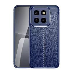   HUSĂ! - Husă silicon pentru telefon (rezistență la șocuri, efect de piele, model de cusătură) CUTTING albastruXiaomi 14 5G