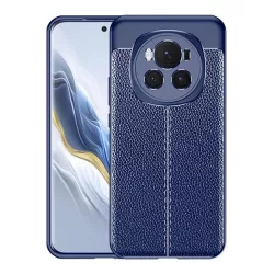   HUSĂ! - Protectie din silicon pentru telefon (rezistenta la impact, efect piele, model de cusaturi) ALBASTRU INCHIS Honor Magic6 Pro 5G