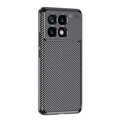   HUSĂ! - Protectie din silicon pentru telefon (rezistenta la impact, colt cu perna de aer, model carbon) NEGRU Xiaomi Poco X6 Pro 5G