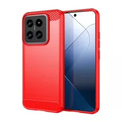   HUSĂ! - Protector de telefon din silicon (rezistenta la impact, colt cu perna de aer, periat, model carbon) RED Xiaomi 14 5G