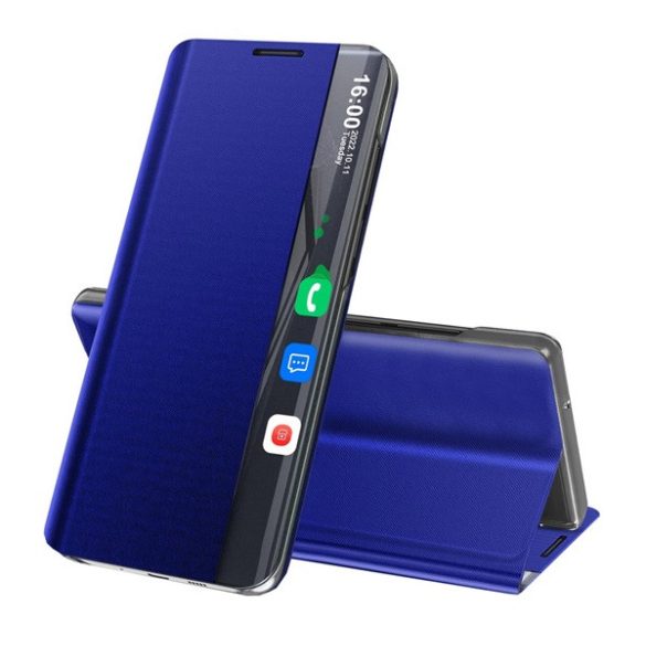 Carcasă în picioare, efect textil (FLIP activ, deschidere laterală, suport de birou, husă Smart View) ALBASTRU ÎNCHIS Samsung Galaxy A05s (SM-A057F)