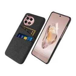   HUSĂ! - Protectie din plastic pentru telefon (rezistenta la impact, suport card, efect textil) NEGRU OnePlus 12R 5g
