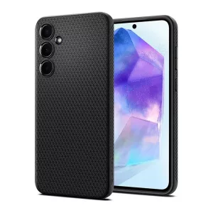 HUSĂ! - Protectie de telefon din silicon SPIGEN LIQUID AIR (rezistenta la impact, colt cu perna de aer, romb) NEGRU Galaxy A55 5G