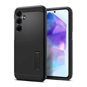 HUSĂ! - Protectie de telefon din plastic SPIGEN TOUGH ARMOR (cadru din silicon, rezistenta la impact, suport) NEGRU Galaxy A55 5G