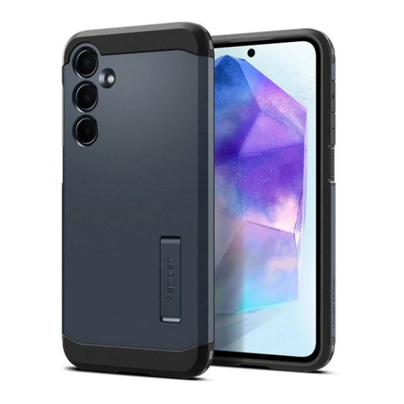 Protectie de telefon din plastic SPIGEN TOUGH ARMOR (cadru din silicon, rezistenta la impact, suport) DARK GREY Galaxy A55 5G